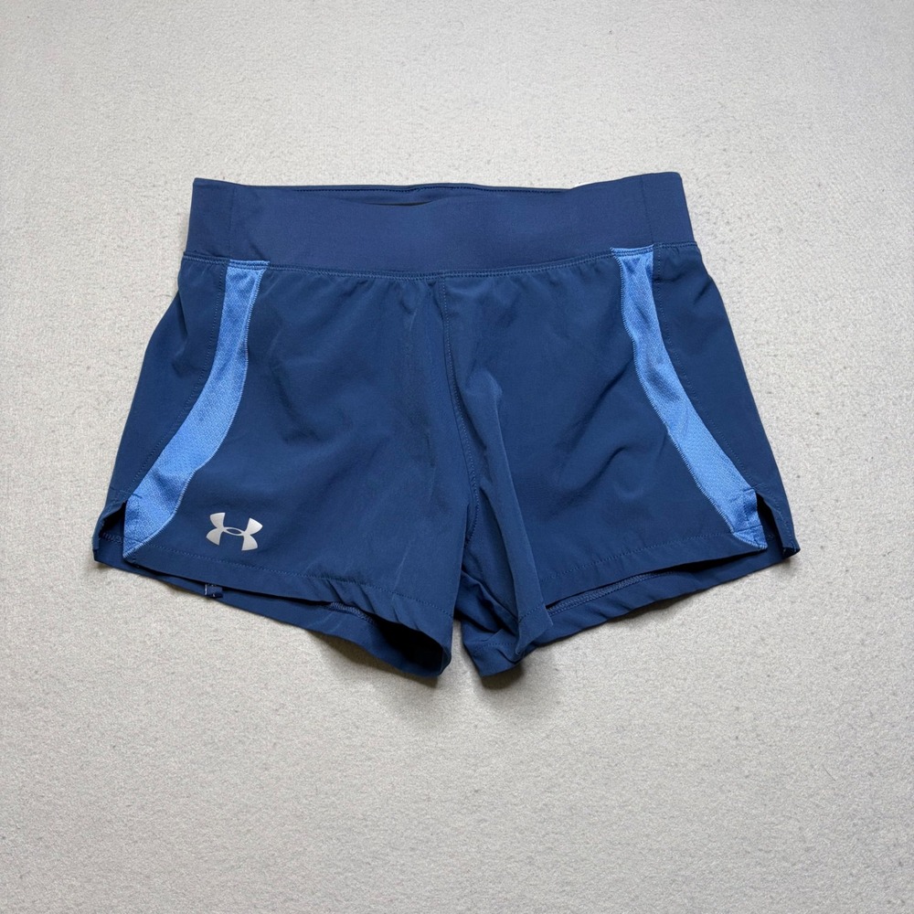 Under Armour Shorts Womens XS Blue Speedpocket HeatGear‎ Running Athletic